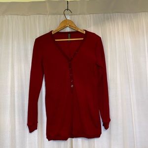 Ribbed Henley Romper Burgundy